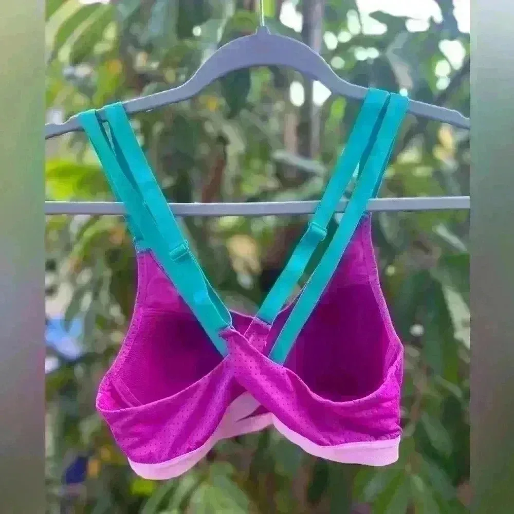VSX Victoria Secret Sports Bra‎ 32B Y2K Vintage Retro Purple Teal Yoga
